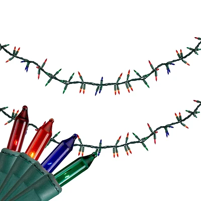 Mini Christmas Light Garland Set - Multi-Color - 18' Green Wire - 300ct