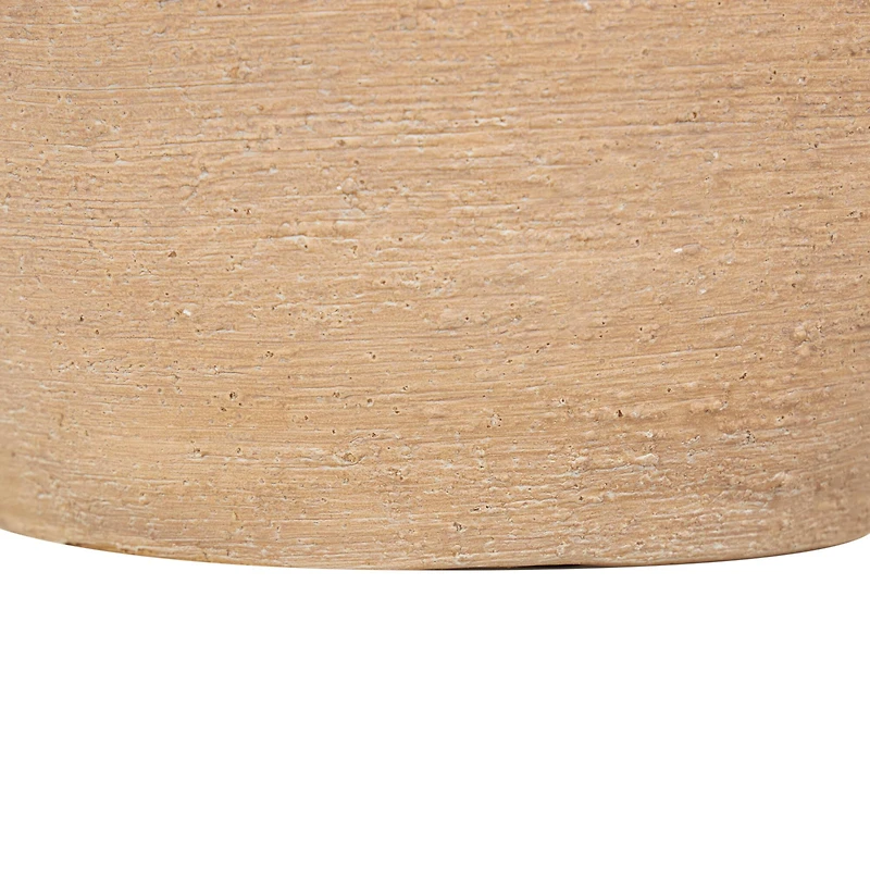 12" Beige Ceramic Wide Textured Vase