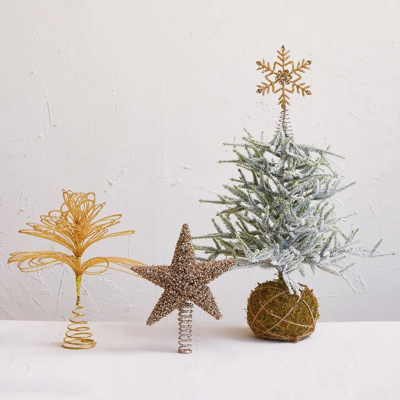 Hello Honey® 9.5" Gold Finish Metal & Glass Beaded Snowflake Tree Topper