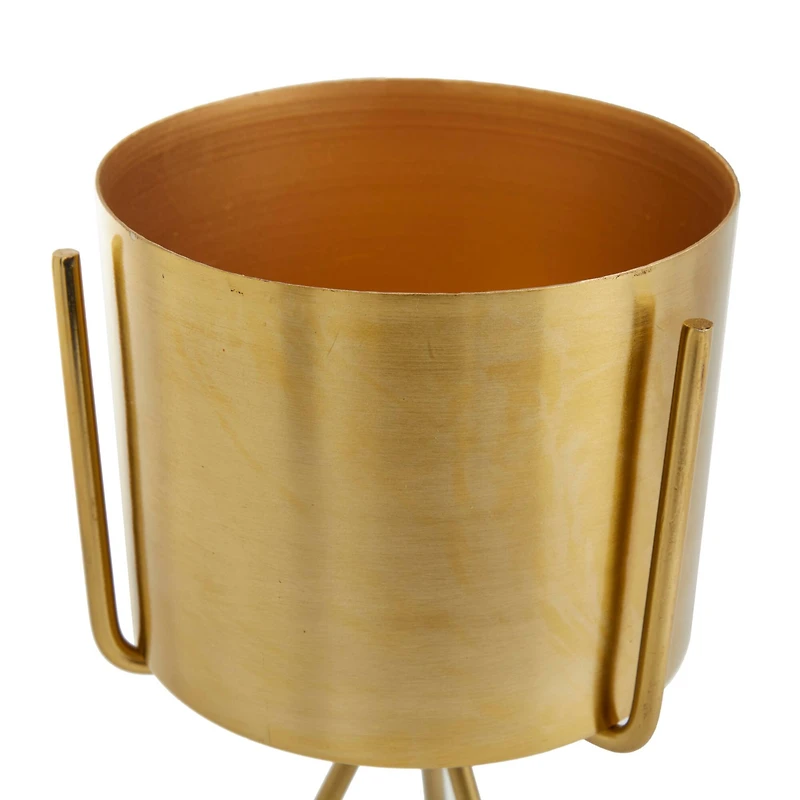 Gold Contemporary Planter, Set of 2" 12", 9"