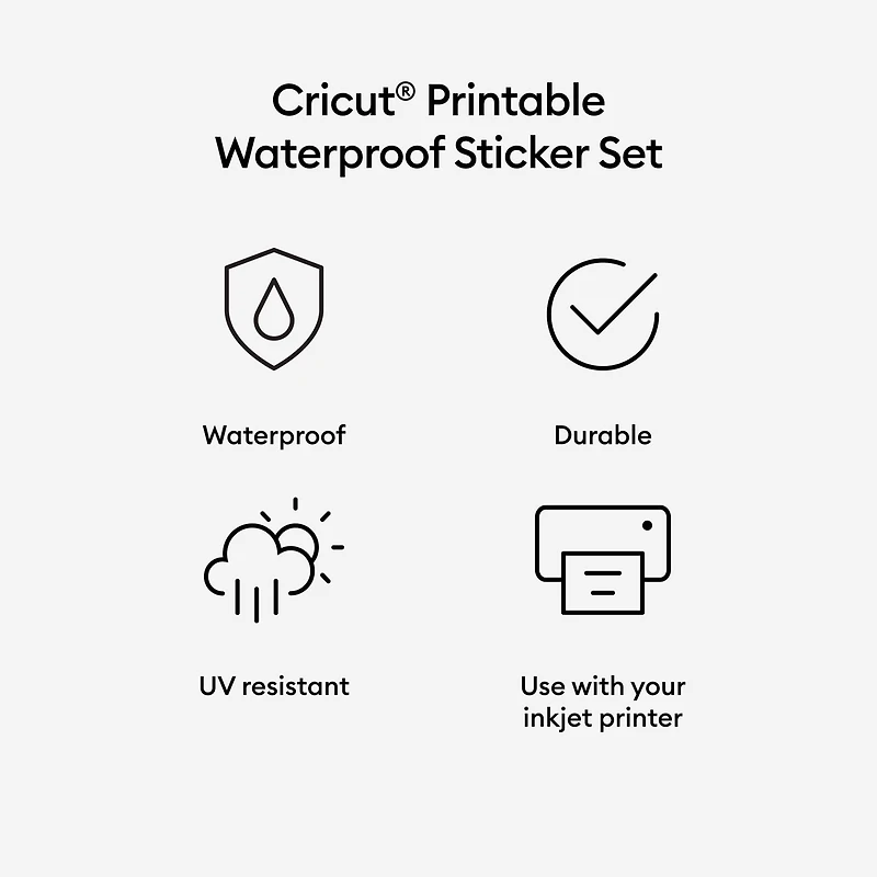 Cricut® White US Letter Waterproof Sticker Set, 6ct.