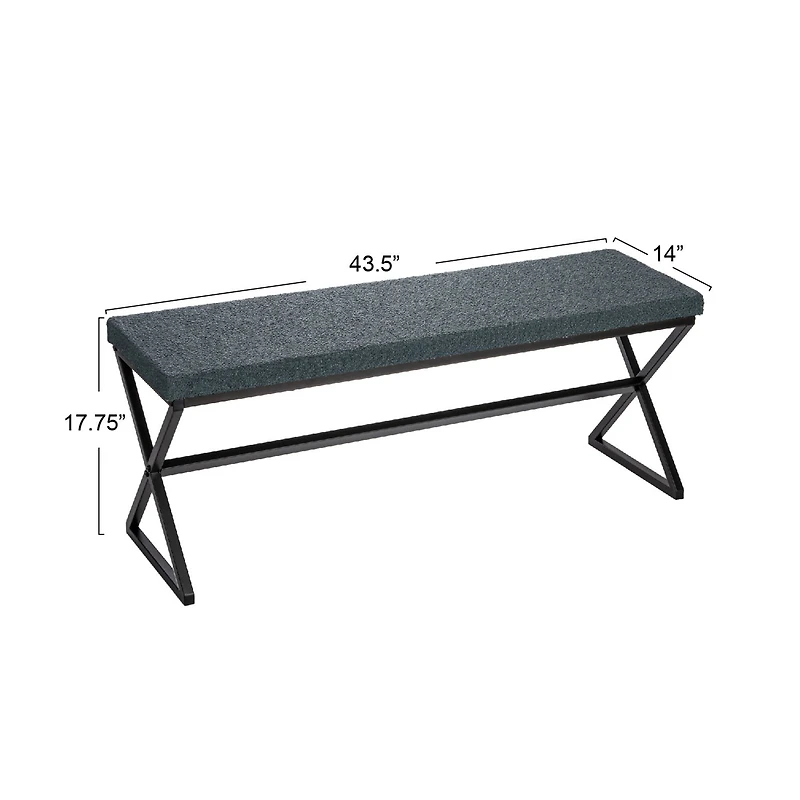 Household Essentials Harper 46.5" Metal & Boucle Bench