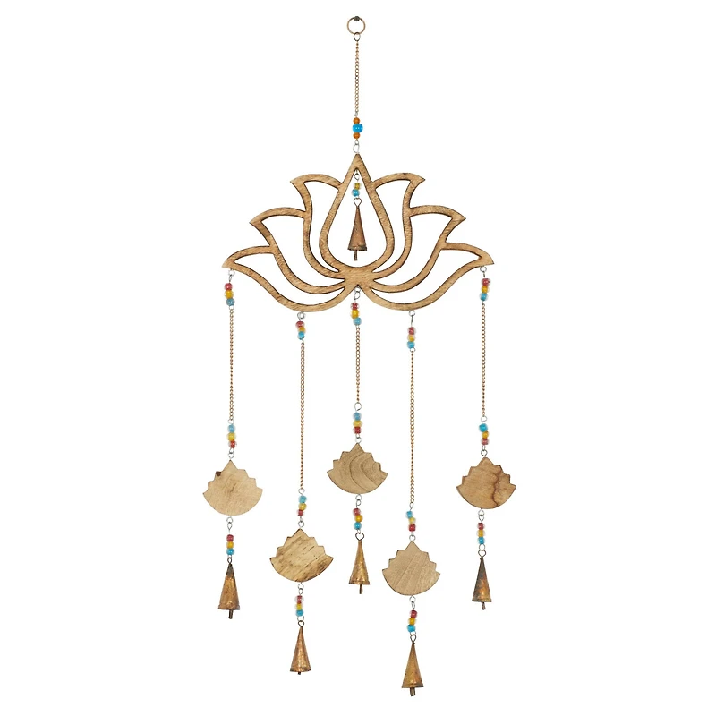 Gold Mango Wood Eclectic Style Windchime, 15" x 30"