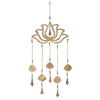 Gold Mango Wood Eclectic Style Windchime, 15" x 30"