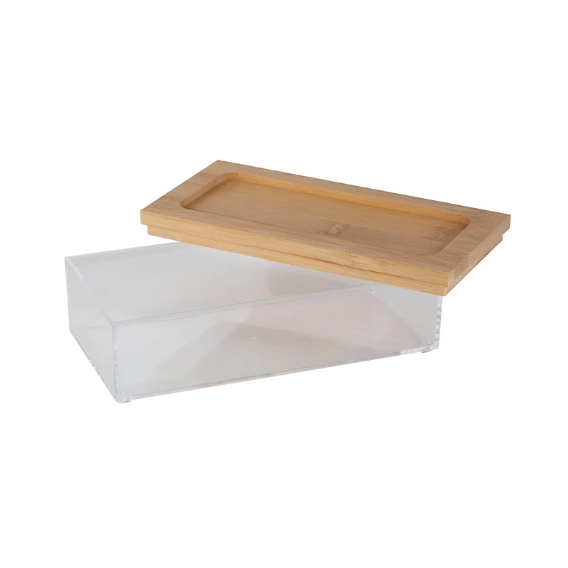 Simplify Bamboo Lid Square Clear Organizer