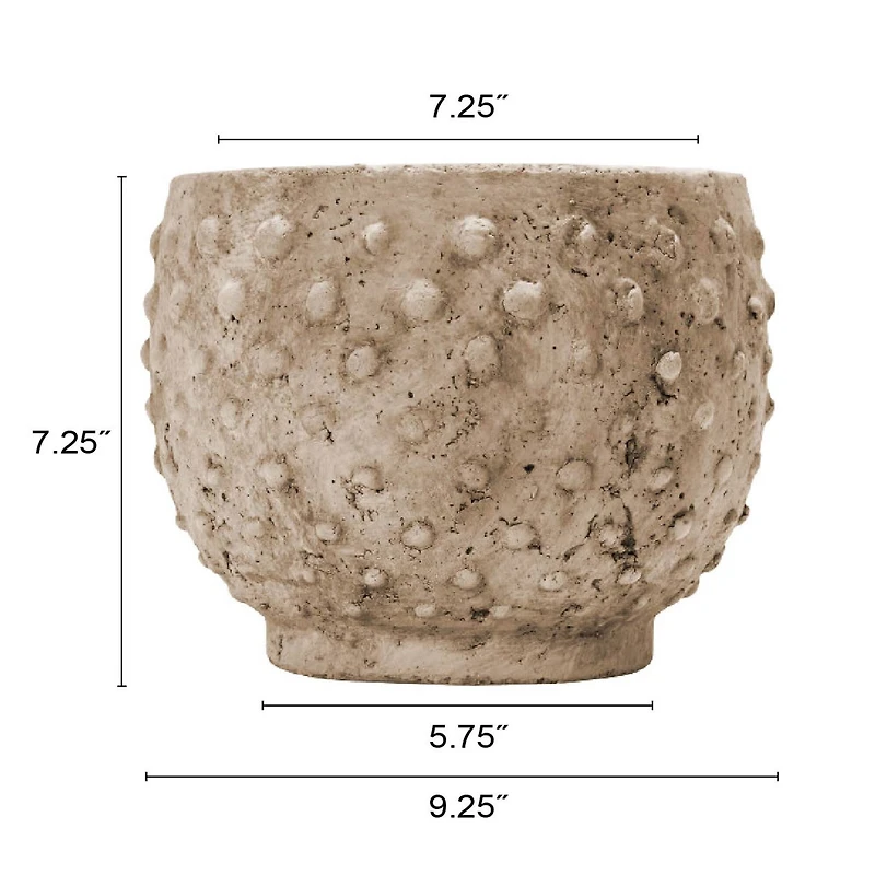 Hello Honey® 7'' Distressed Finish Sandstone Hobnail Planter