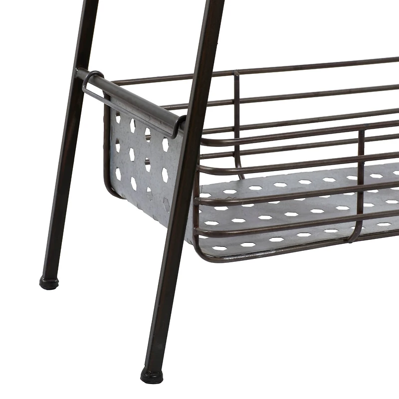 Farmhouse Black Metallic 4-Tier Storage Rack