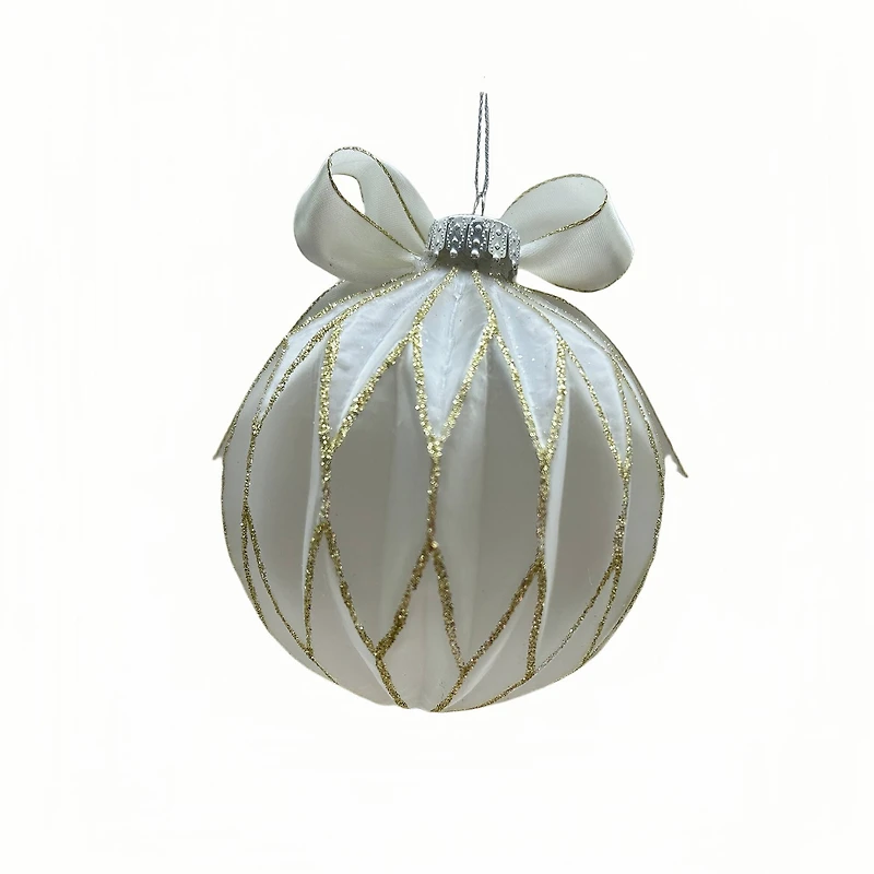 4.25" White Glass Ball Ornament with Bow by Ashland®