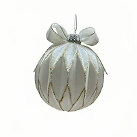 4.25" White Glass Ball Ornament with Bow by Ashland®