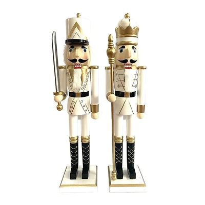 Santa's Workshop 24" White & Gold King & Guard Nutcracker Set