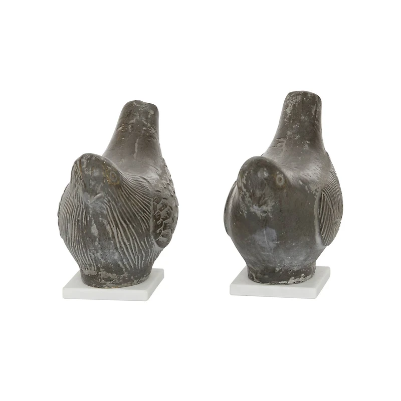 Set of 2 Brown Ceramic Coastal Bird Sculpture, 16.75", 18.25"