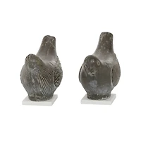 Set of 2 Brown Ceramic Coastal Bird Sculpture, 16.75", 18.25"