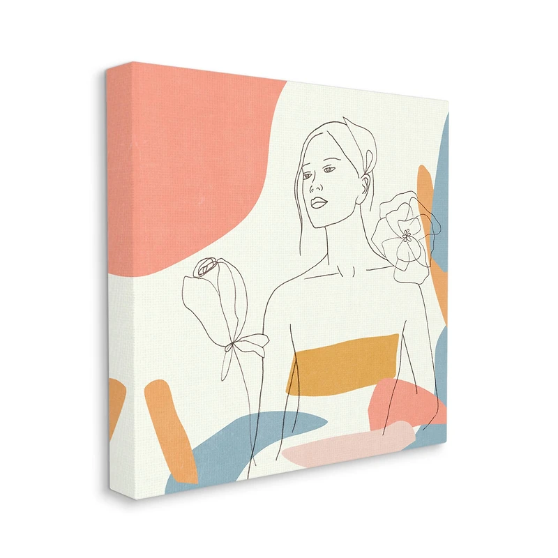 Stupell Industries Female Line Portrait Canvas Wall Art