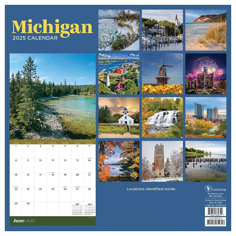 TF Publishing 2025 Michigan Wall Calendar