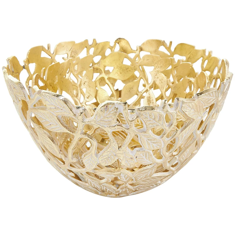 Gold & White Aluminum Leaf Decorative Bowl Set