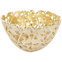 Gold & White Aluminum Leaf Decorative Bowl Set