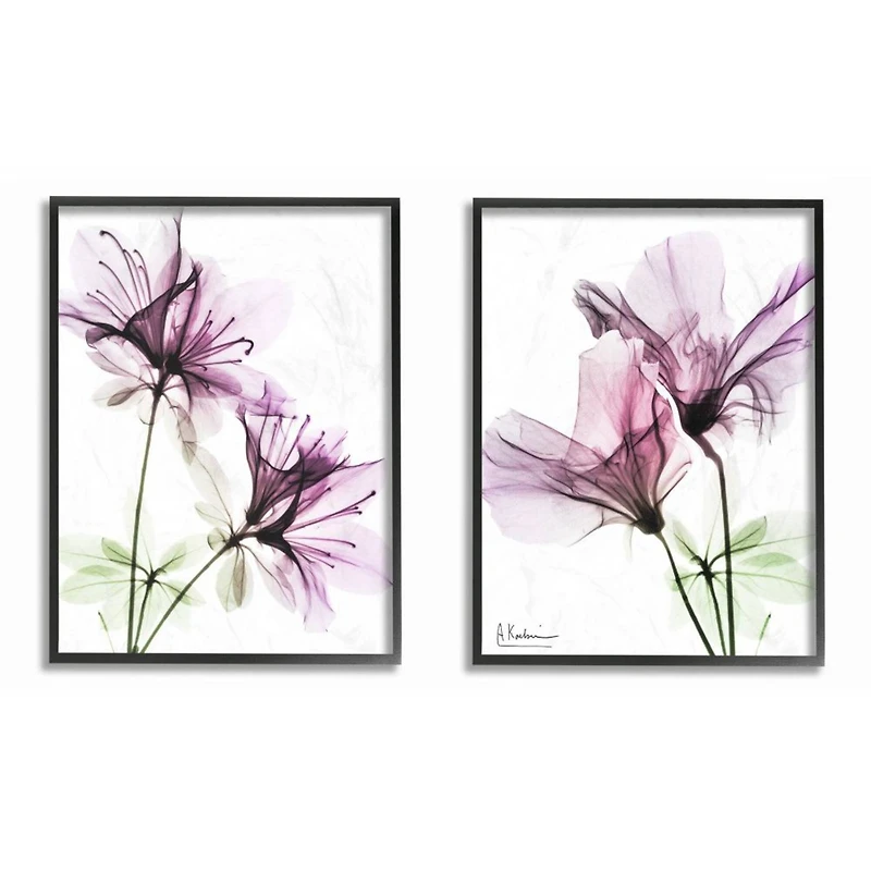 Stupell Industries Purple Flower Bloom Black Framed Wall Art Set
