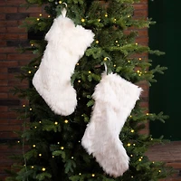 Glitzhome® 21" White Plush Stocking, Set Of 2