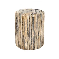Brown Teak Wood Contemporary Stool, 18" x 15" x 15"