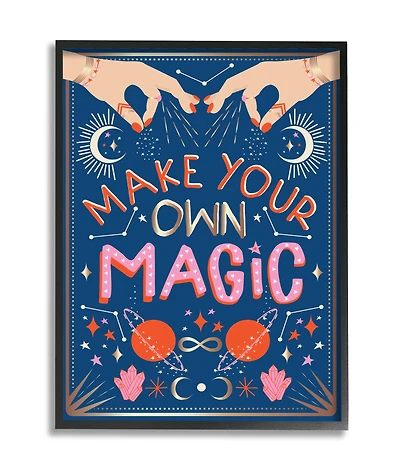 Stupell Industries Make Your Magic Phrase Fashion Hands and Constellations in Frame Wall Art