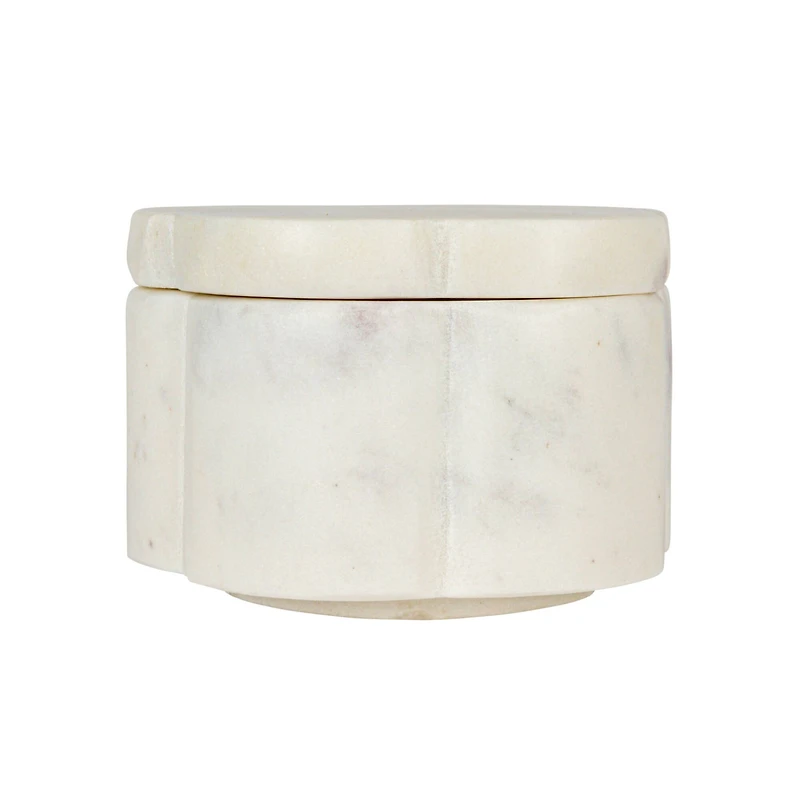 Hello Honey Elegant White Marble Pinch Pot with Lid
