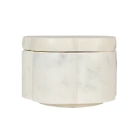 Hello Honey Elegant White Marble Pinch Pot with Lid
