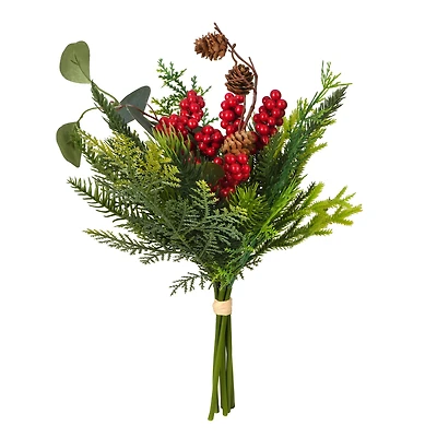 13" Pine, Red Berry & Eucalyptus Bouquet by Ashland®