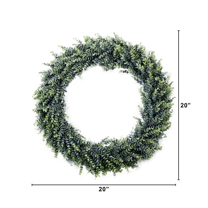 20" Artificial Eucalyptus Boxwood Wreath