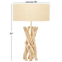 24" Natural Beige Wood Rustic Table Lamp