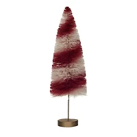 Hello Honey® 13" Red & Cream Striped Sisal Bottle Brush Swirled Tree with Wood Base