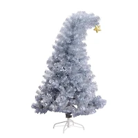 5ft. Unlit Silver Tinsel Santa's Hat Artificial Christmas Tree with Star Topper