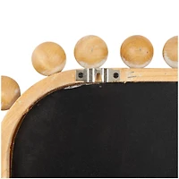 24" x 45" Brown Wood Wall Mirror with Beaded Frame