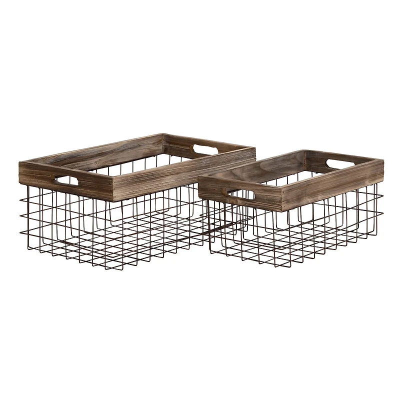 Black Metal Farmhouse Storage Basket Set