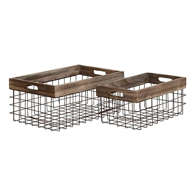 Black Metal Farmhouse Storage Basket Set