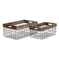 Black Metal Farmhouse Storage Basket Set