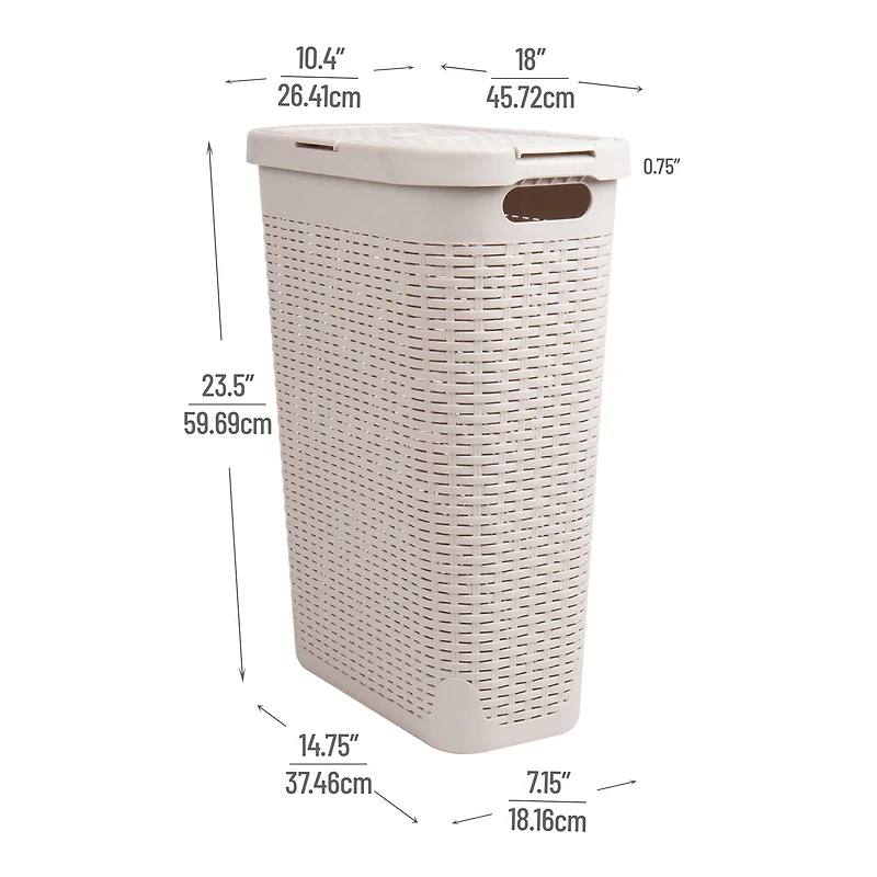 Mind Reader 40L Hamper Laundry Basket with Cutout Handles, 3-Pack