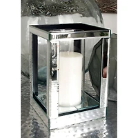 10" Silver Glass Glam Candle Holder
