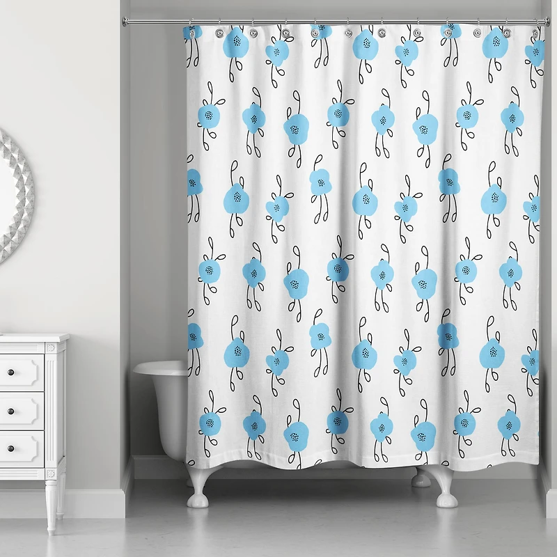 Blue Blooms 71" x 74" Shower Curtain