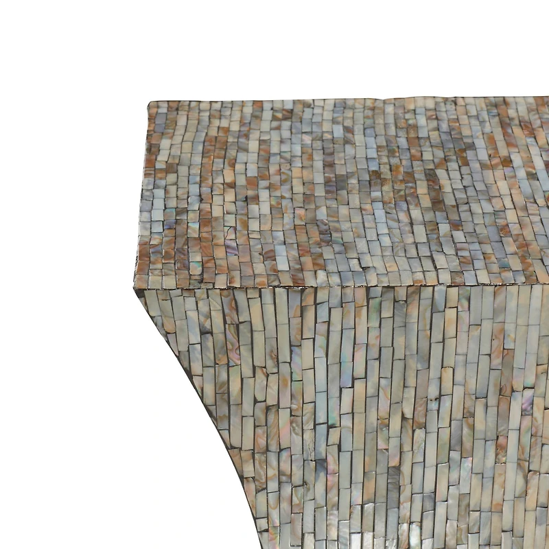 19'' Mussel Shells and Wood Contemporary Accent Table