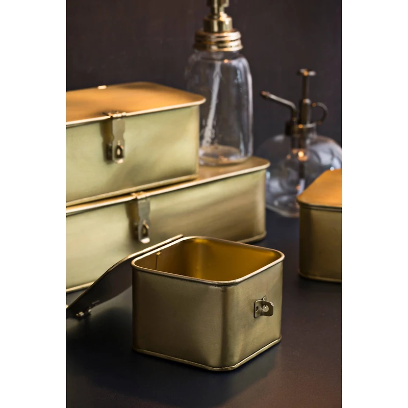 Hello Honey® Decorative Metal Boxes with Gold Finish Set