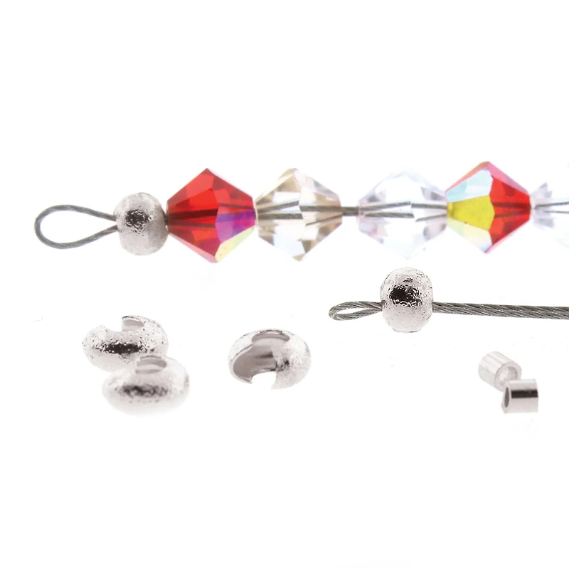 The Beadsmith® Basic Elements™ Silver-Plated Stardust Crimp Tubes & 4mm Covers