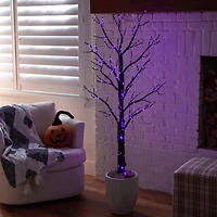5ft. Pre-Lit Artificial Halloween Twig Tree with 360 Orange & Purple LED Lights