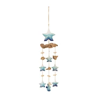 3ft. Blue Ceramic Starfish Handmade Ombre Windchime with Driftwood & Bead Accents