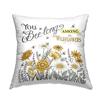 Stupell Industries Among the Wildflowers Honey Bee Blossoms Throw Pillow, 18" x 18"