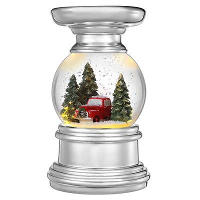 Haute Decor 6" Christmas Snowglobe Truck in Woods Candle Holder