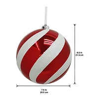 8.25" Red & White Glitter Jumbo Peppermint Twist Ball Ornament by Ashland®