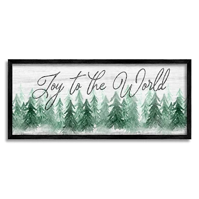 Stupell Industries Joy to the World Pine Trees Framed Giclee Art