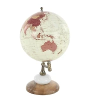 13" Cream Mango Wood & Marble Contemporary Globe