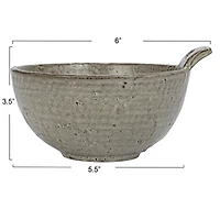 Hello Honey® 5.5" Cream Stoneware Bowl with Handle