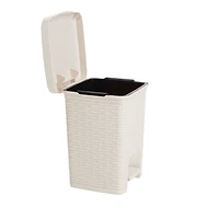 Mind Reader Ivory Step Bathroom Wastebasket Trash Garbage Can